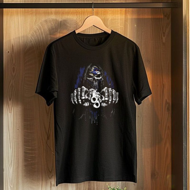 Baltimore Ravens Skull Reaper Gun Fists T Shirt 1 T Shirt 1