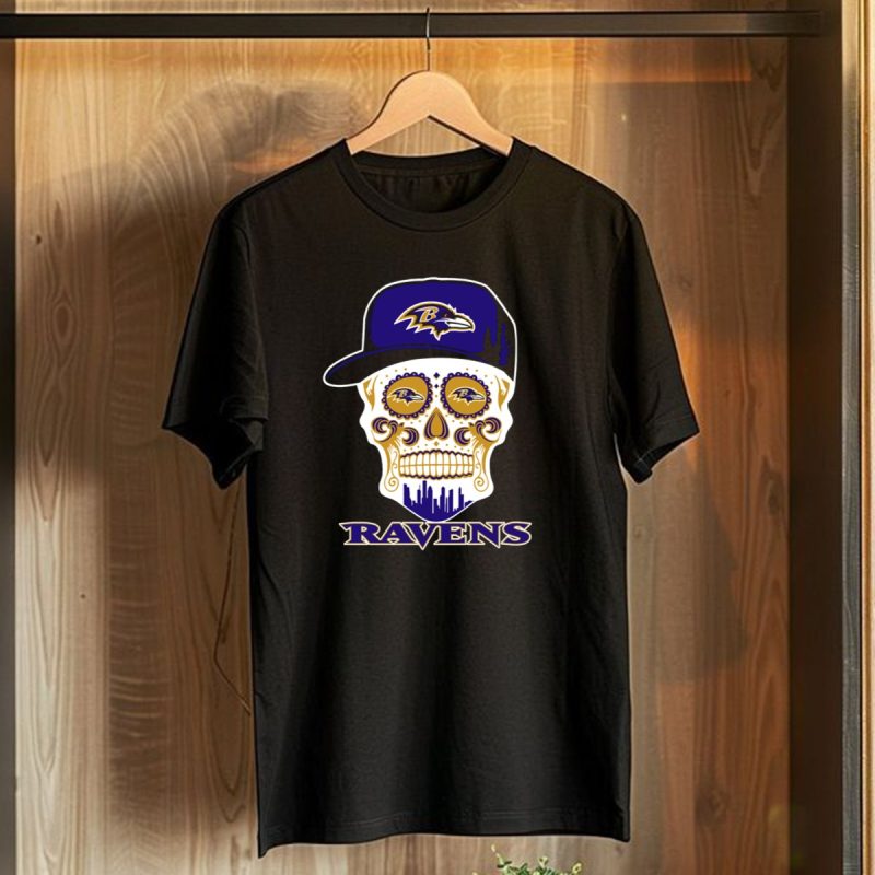 Baltimore Ravens Skull With Cap And Logo Elements T Shirt 1 T Shirt 1