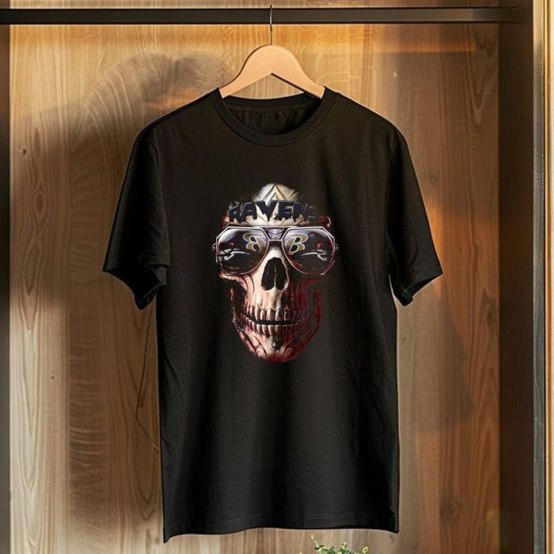 Baltimore Ravens Skull With Sunglasses Featuring Team T Shirt 1 T Shirt 1