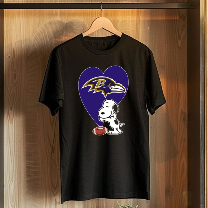 Baltimore Ravens Snoopy Heart Football Hug T Shirt 1 T Shirt 1