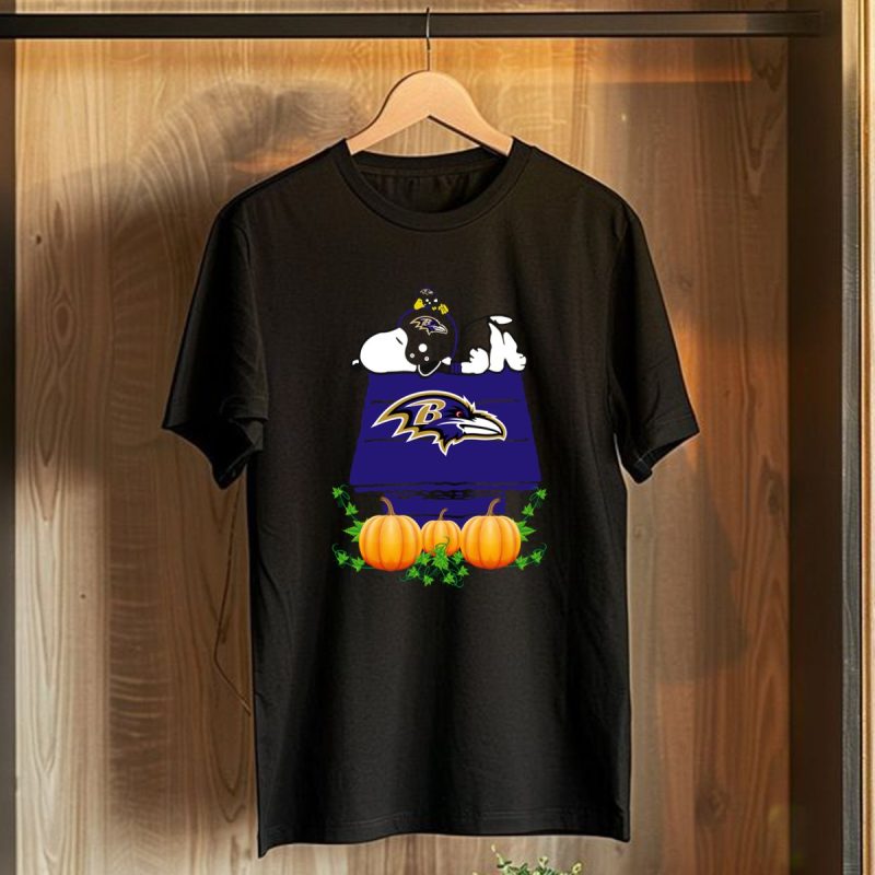 Baltimore Ravens Snoopy Pumpkin House T Shirt T Shirt 1