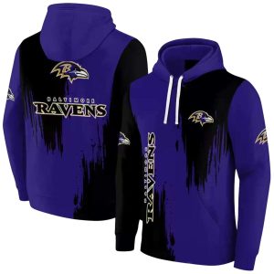 Baltimore Ravens Splatter Effect Purple Black AOP Hoodie