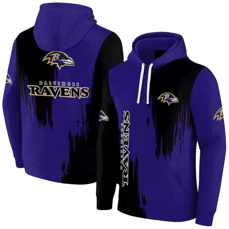 Baltimore Ravens Splatter Effect Purple Black Aop Hoodie 1