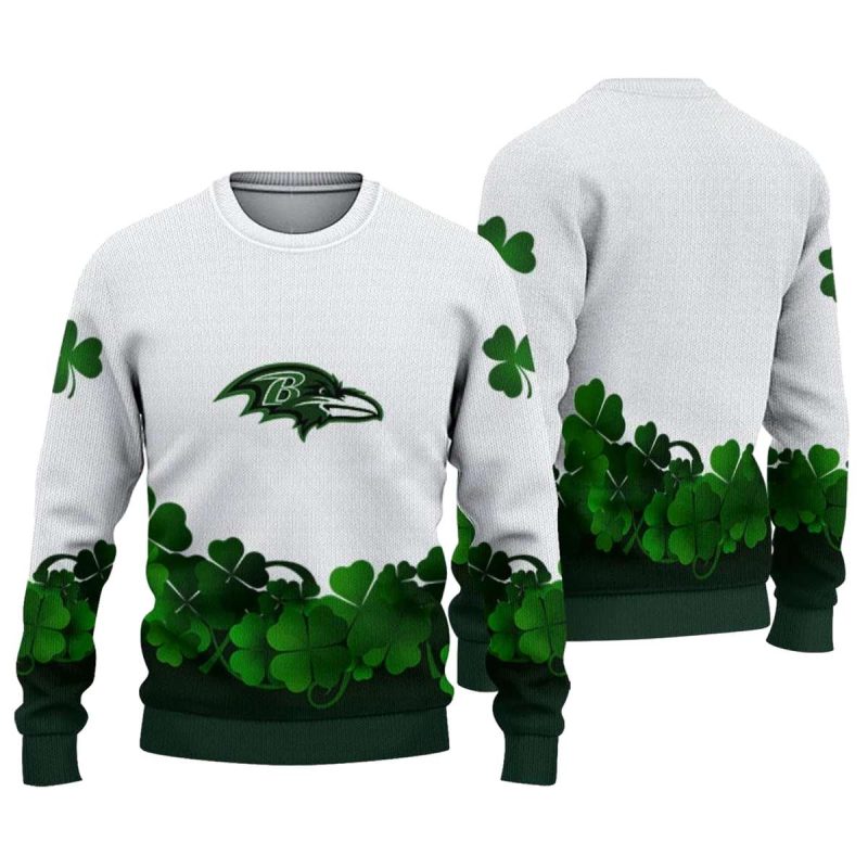 Baltimore Ravens St Patrick White Aop Sweatshirt 1
