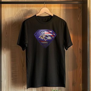 Baltimore Ravens Superman Shield American Flag T-Shirt