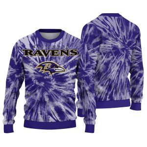 Baltimore Ravens Tie Dye Purple Pattern AOP Sweatshirt