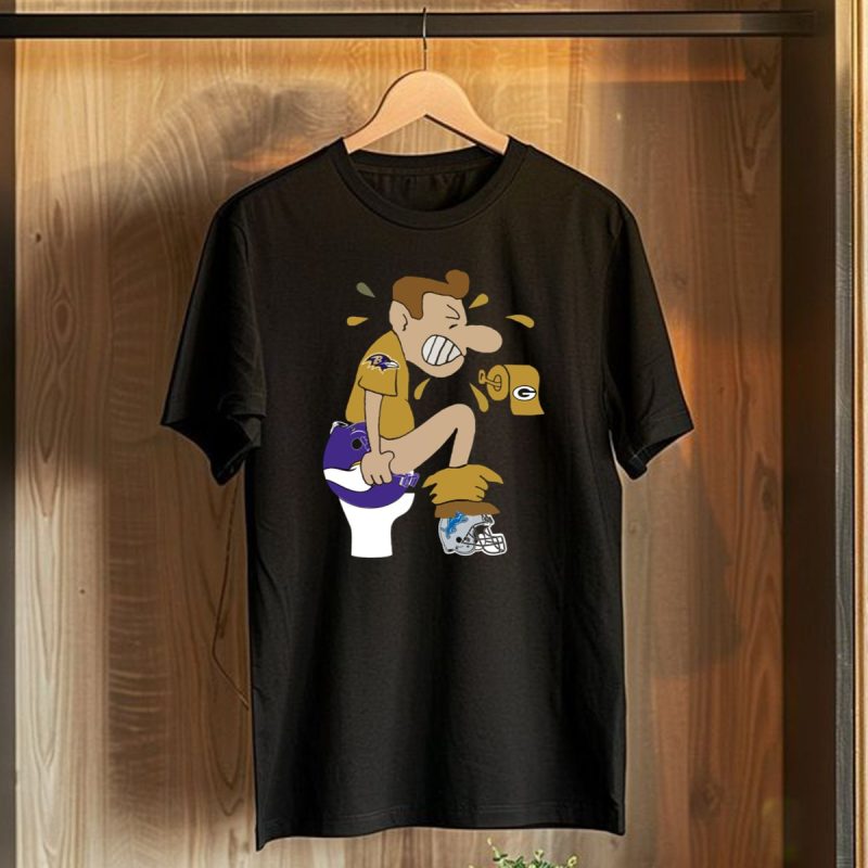 Baltimore Ravens Toilet Humor With Green Bay Packers And Detroit Lions Football Rivalry T Shirt 1 T Shirt 1