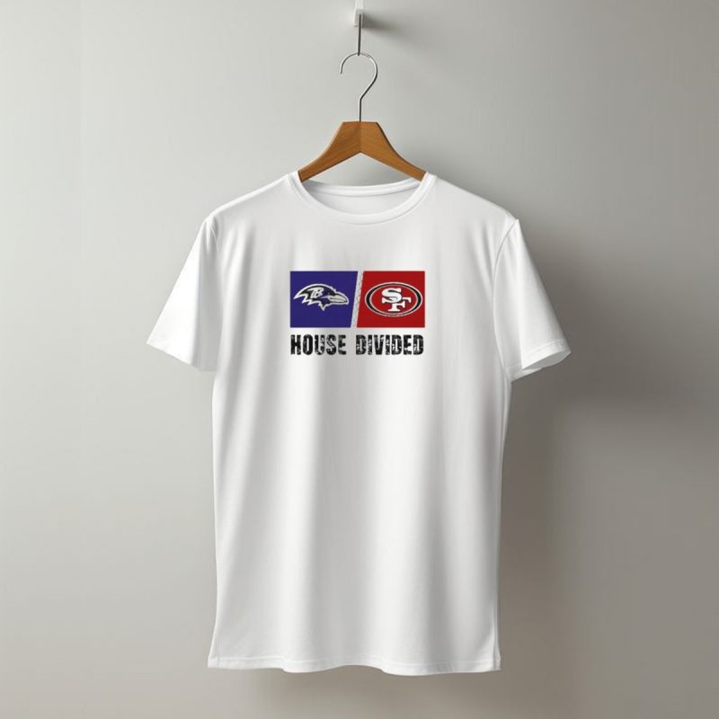 Baltimore Ravens Vs San Francisco 49Ers House Divided 2024 Showdown T Shirt T Shirt 1