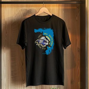 Baltimore Ravens and South Dakota State Flag Fusion T-Shirt