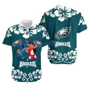 Beach Buddies Lilo And Stitch Philadelphia Eagles Aloha Hawaiian Shirt