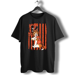 Beagle I Love Mom Cincinnati Bengals Stripes and Stars T-Shirt