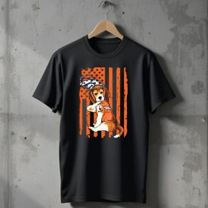 Beagle I Love Mom Denver Broncos Stars Stripes Flag T-Shirt
