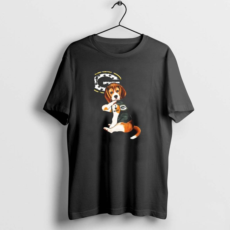 Beagle I Love Mom Green Bay Packers Fan T Shirt 1 1 T Shirt 1 1 1