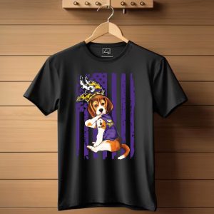 Beagle I Love Mom Minnesota Vikings Purple Flag T Shirt