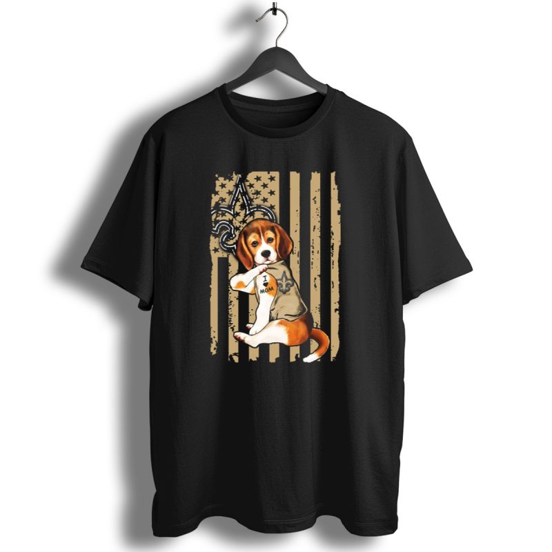 Beagle I Love Mom New Orleans Saints Fleur De Lis American Flag T Shirt 1 T Shirt 1