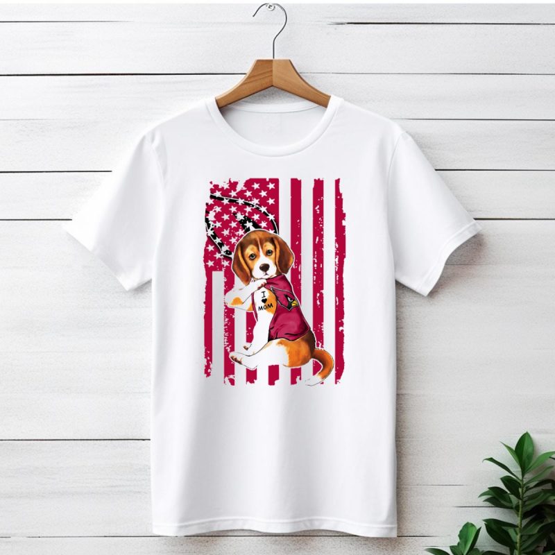 Beagle With Arizona Cardinals Tattoo And American Flag Background T Shirt 1 T Shirt 1