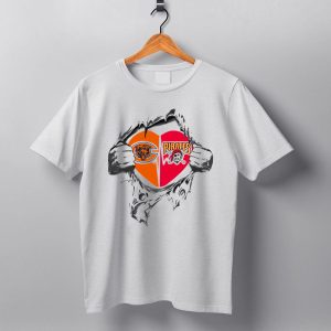 Bears Pirates Heart With Logos Chicago Bears Pittsburgh Pirates Combination T Shirt