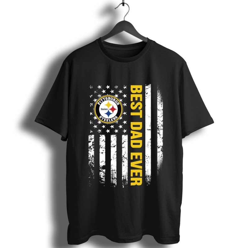 Best Pittsburgh Steelers Dad Ever American Flag Shirt T Shirt 1