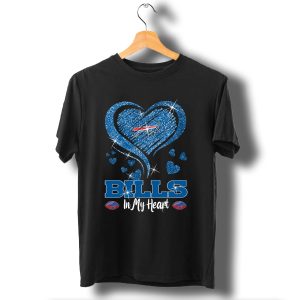 Bills In My Heart Buffalo Bills Sparkling Blue Heart Nfl T-Shirt
