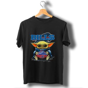 Bills Yoda Baby Holding Buffalo Bills Football T-Shirt
