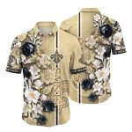 Black And Gold Floral New Orleans Saints Fan Hawaiian Shirt