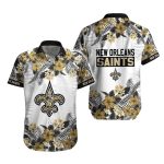 Black And Gold Floral New Orleans Saints Tropical Hawaiian Shirt