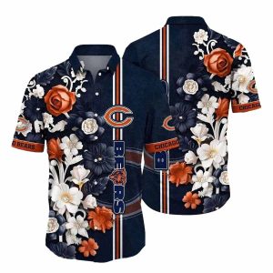 Black And White Tropical Chicago Bears Hawaiian Shirt