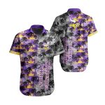 Black Purple Palm Tree Sunset Minnesota Vikings Hawaiian Shirt