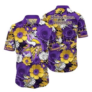Bold Blooms Minnesota Vikings Tropical Hawaiian Shirt