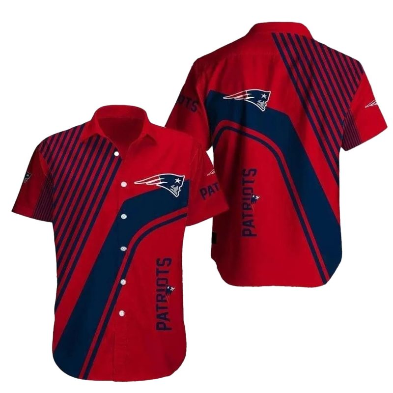 Bold Stripes Red And Navy New England Patriots Hawaiian Shirt 1