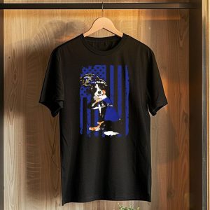 Border Collie I Love Mom Baltimore Ravens Flag T-Shirt