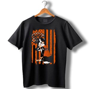 Border Collie I Love Mom Chicago Bears Orange Stripes T Shirt