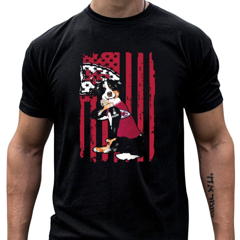 Border Collie I Mom Kansas City Chiefs Fan Flag T Shirt T Shirt 1 1