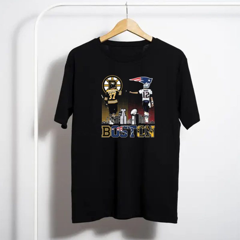 Boston Bruins Bergeron New England Patriots Tom Brady Champions Signatures 2024 T Shirt T Shirt 1