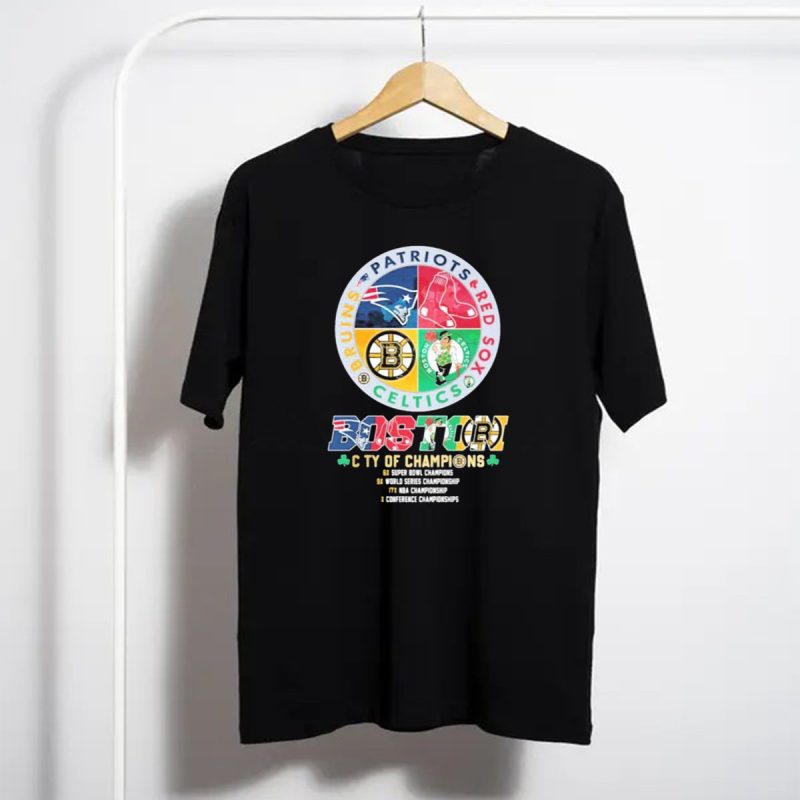 Boston Bruins Patriots Red Sox Celtics City Of Champions 6 T Shirt T Shirt 1