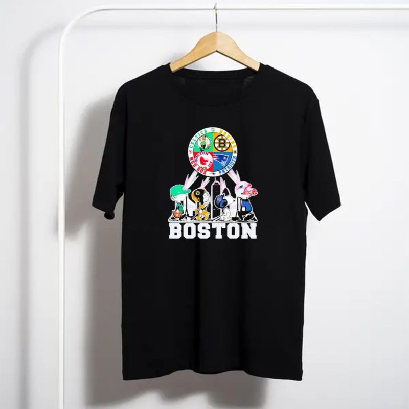 Boston Celtics Bruins Red Sox Patriots Peanuts Characters T Shirt T Shirt 1