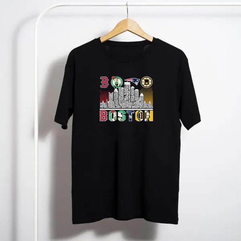 Boston Red Sox Celtics Patriots Bruins Skyline Players Names T Shirt T Shirt 1