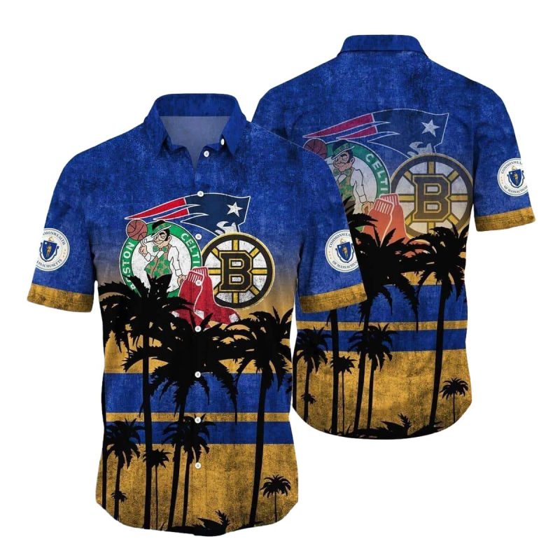 Boston Red Sox New England Patriots Boston Celtics Boston Bruins Hawaiian Shirt 1