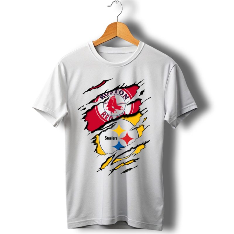 Boston Red Sox Pittsburgh Steelers Logo Mashup T Shirt 1 T Shirt 1