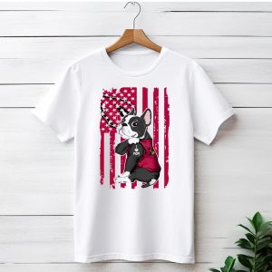 Boston Terrier I Love Mom Arizona Cardinals American Flag T-Shirt