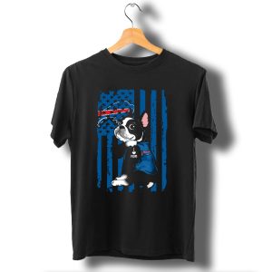 Boston Terrier I Love Mom Buffalo Bills Usa Flag T-Shirt