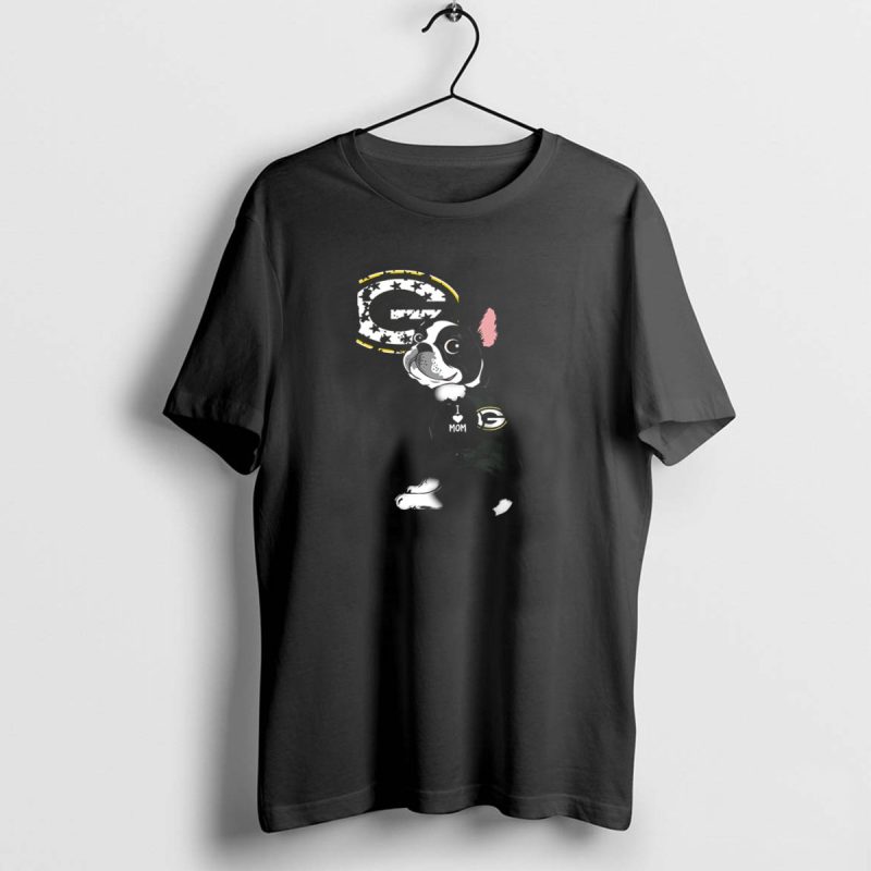Boston Terrier I Love Mom Green Bay Packers Football Fan T Shirt 1 1 T Shirt 1 1 1