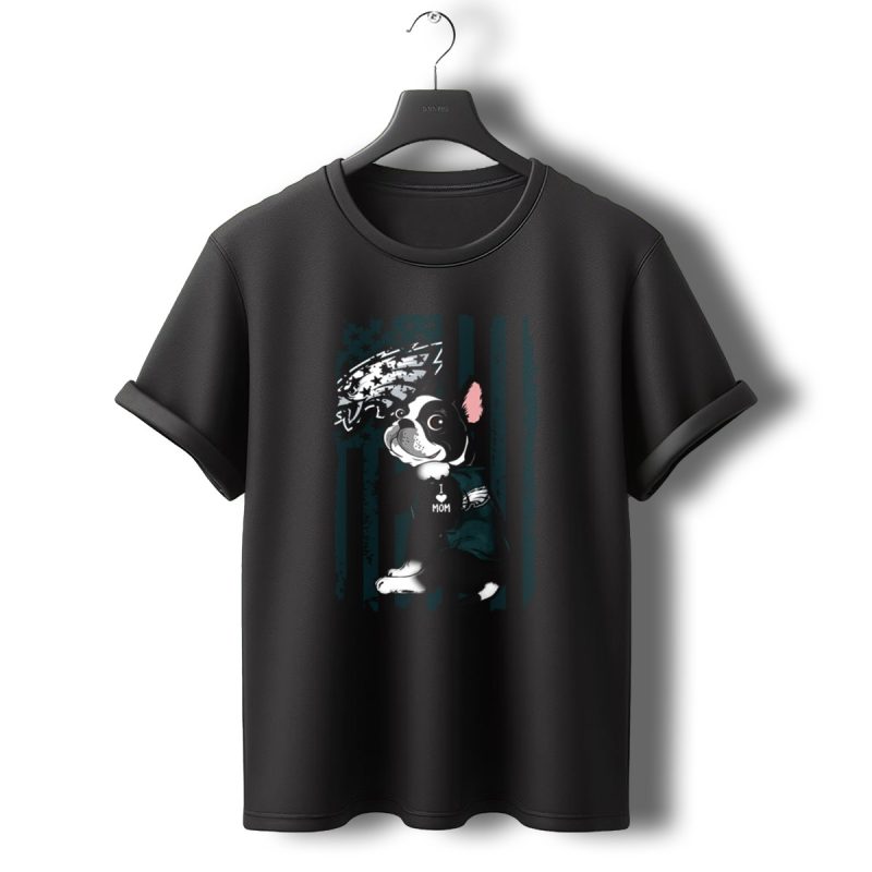 Boston Terrier Philadelphia Eagles I Love Mom Fan T Shirt T Shirt 0 1