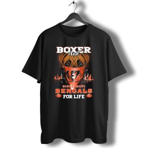 Boxer And Cincinnati Bengals For Life T-Shirt
