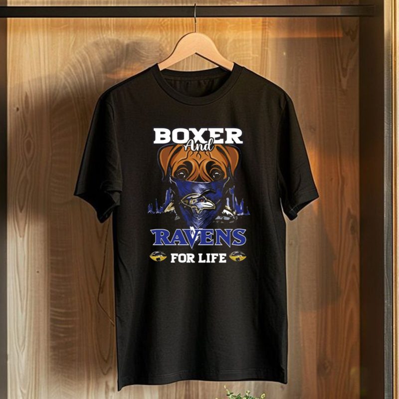 Boxer And Ravens For Life Baltimore Ravens T Shirt 1 T Shirt 1