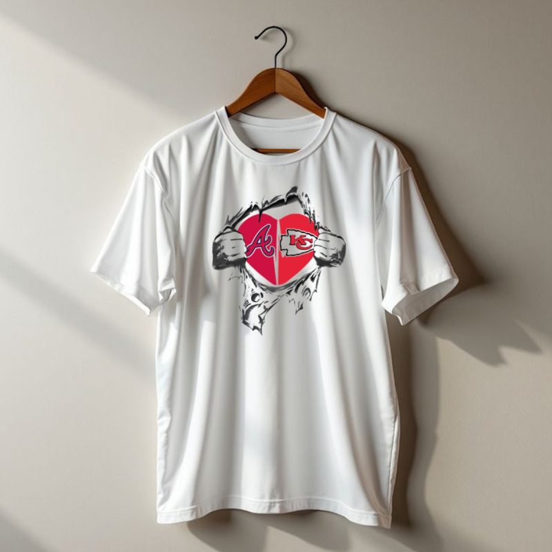 Braves Chiefs Heart Logos Through Torn Fabric T Shirt T Shirt 1 1