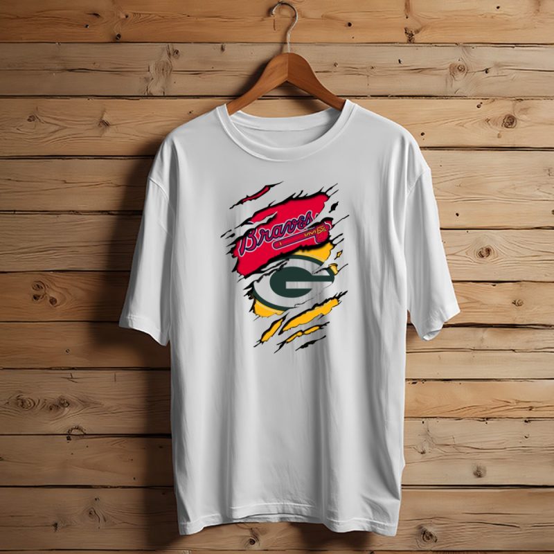 Braves Packers Torn Logo Mashup T Shirt T Shirt 1 1