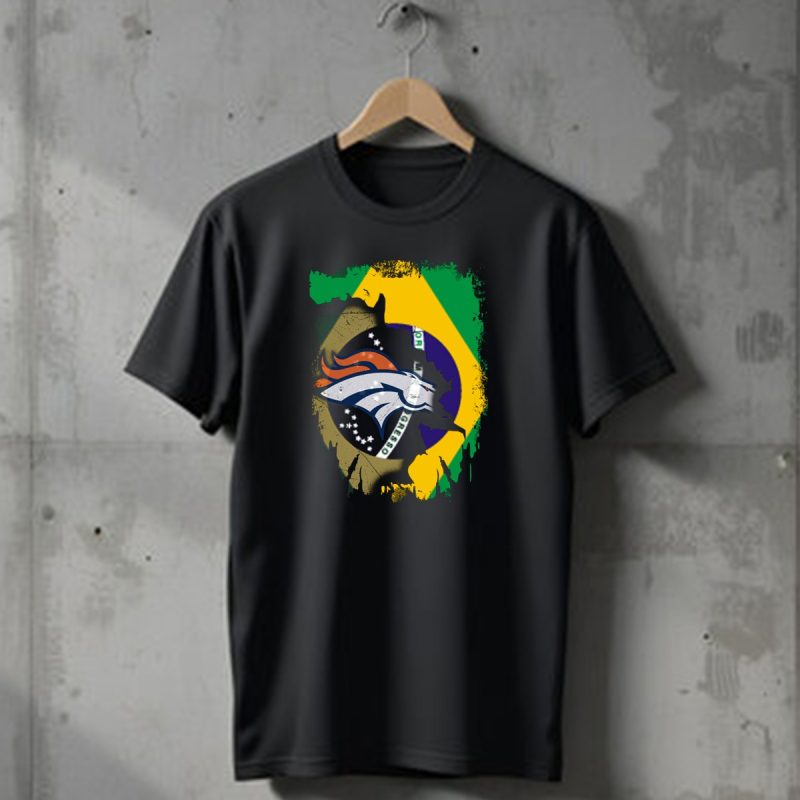 Brazilian Flag With Denver Broncos Logo Integration T Shirt 1 T Shirt 1