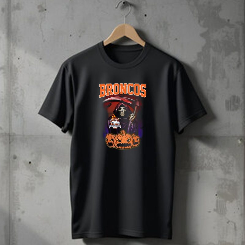 Broncos Halloween Reaper With Denver Broncos Logo And Scythe Scene T Shirt 1 T Shirt 1