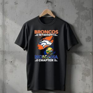 Broncos Territory Montana Chapter Denver Broncos Logo and Montana State Flag T-Shirt